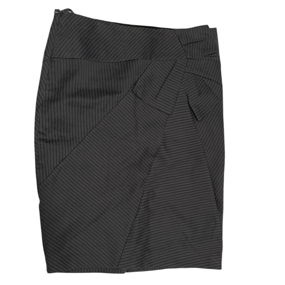 DS Lab Pencil Skirt bow pleat waist detail pinstripe Womens Size 10  bias cut